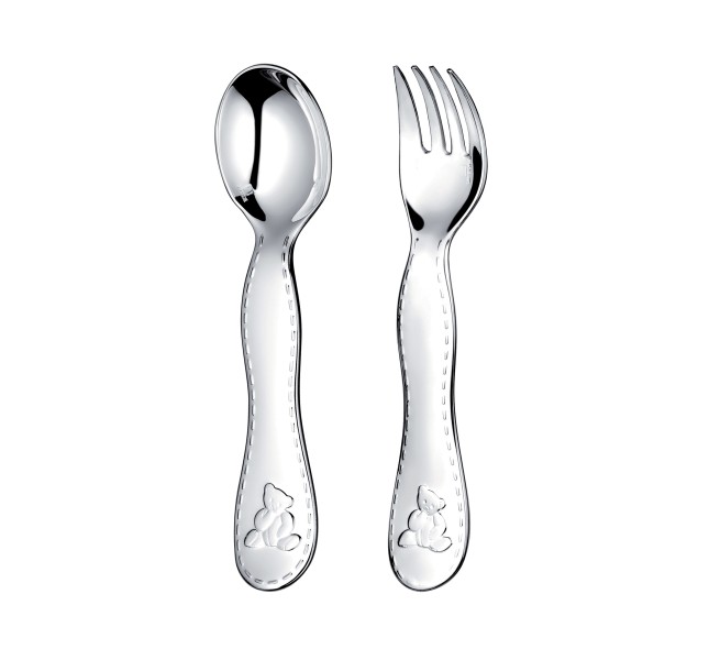 2-piece children's flatware with chest, "Charlie Bear", silverplated