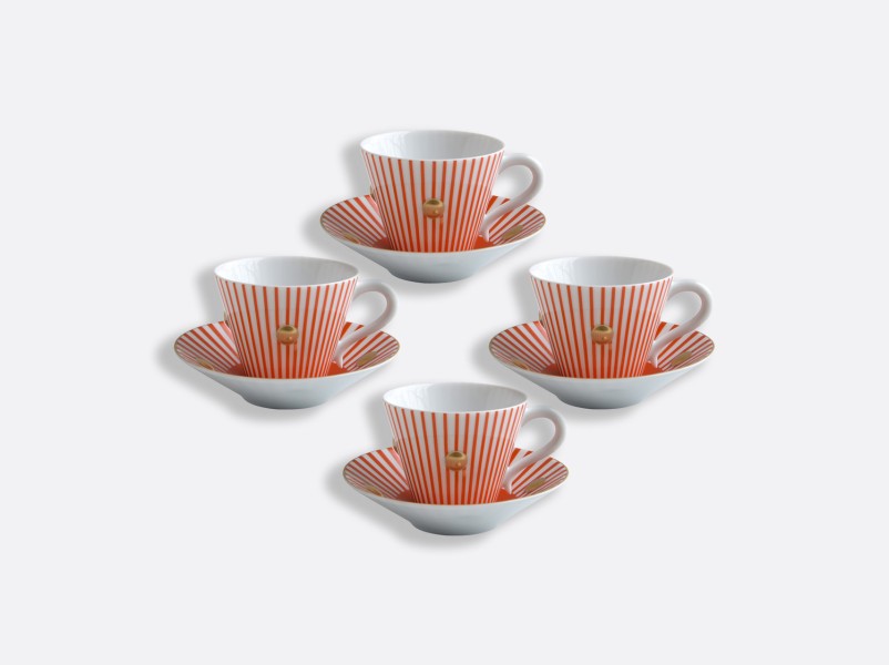 Set of 4 cup & saucer 13.3 cl, "Delphos", red