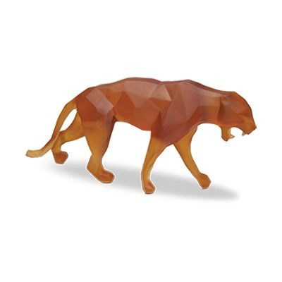 Large Wild Panther, "Born Wild by Richard Orlinski", Orange