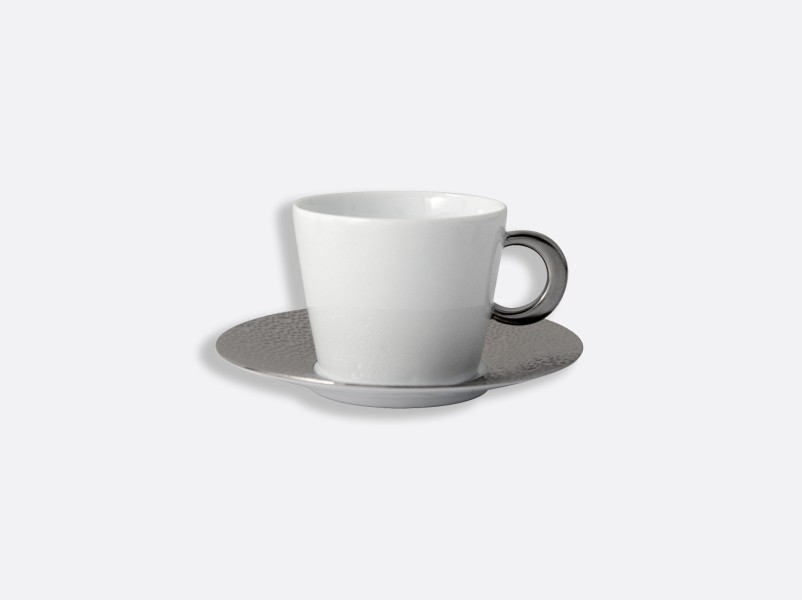 Tea cup & saucer 17 cl, "Ecume", platinum