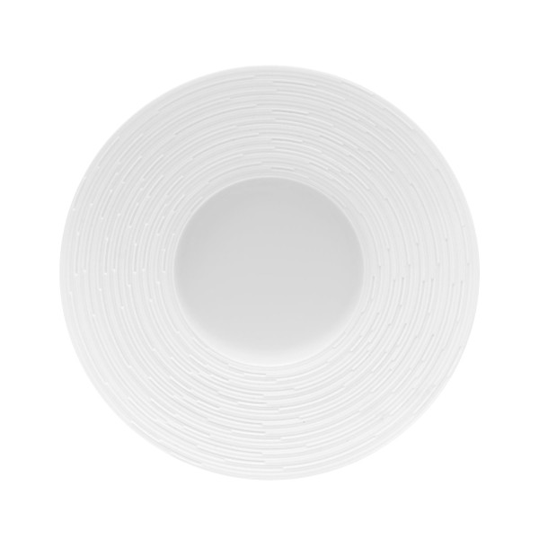 Rim soup plate, large, "Labyrinthe", White Satin