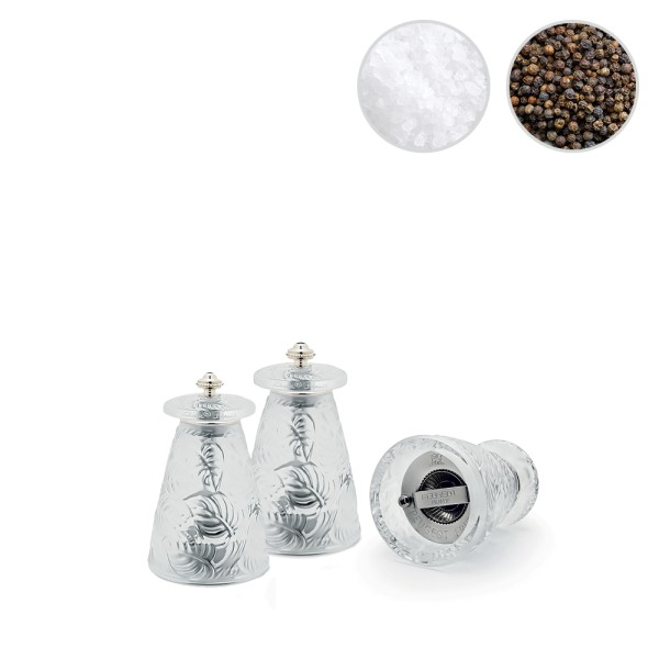 Pepper & salt grinders, "Feuilles", clear crystal