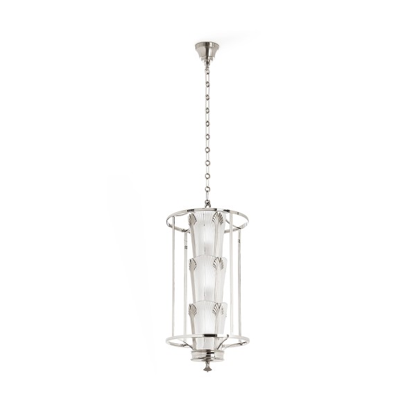 Ceiling lamp, "Ginkgo", clear crystal, shiny and brushed nickel finish