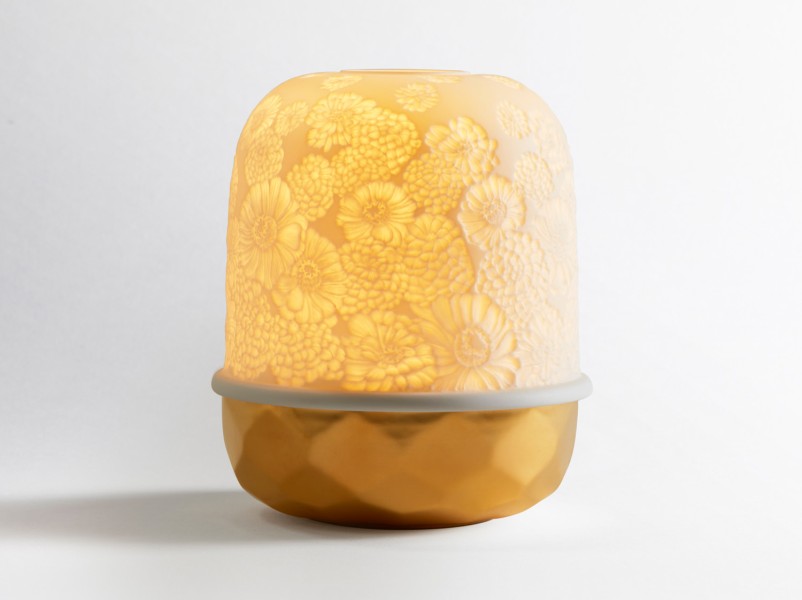 LED Lamp Zinnias, "Lampion", gold
