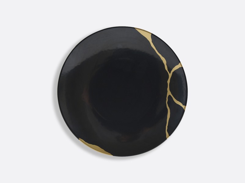 Salatteller 21 cm, "Kintsugi", gold & schwarz