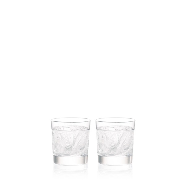 Set of 2 Whisky tumblers, "Owl", clear crystal