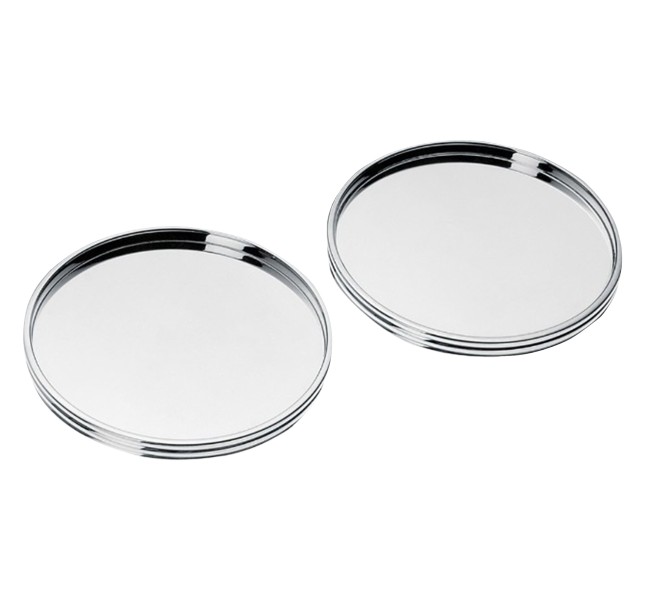 Set of 2 glass coasters, "K+T", silverplated