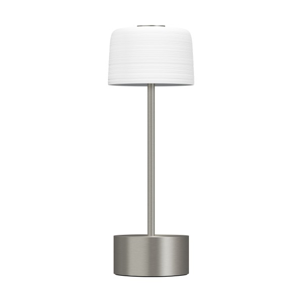Lamp on silver base, "Hemisphere", White Satin