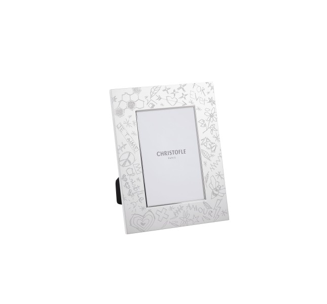 Picture frame - for 10 x 15 cm photos, "Graffiti", silverplated
